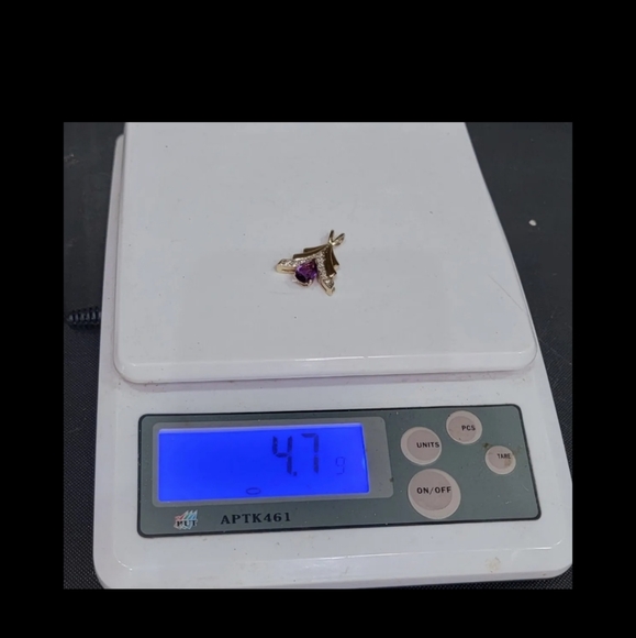 Pendant Amethyst Diamond 14k Yellow Gold  Charm 4.7 grams - Picture 16 of 16